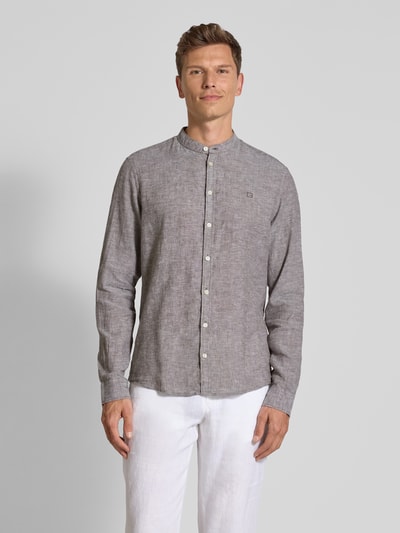Casual Friday Slim Fit Freizeithemd aus Leinen Modell 'Anton' Dunkelbraun 4