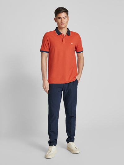 Fynch-Hatton Regular fit poloshirt met contrastgarnering Koraal gemêleerd - 1