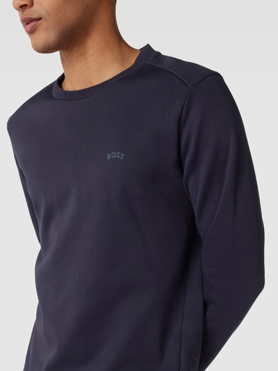 BOSS Green Sweatshirt met structuurmotief, model 'Salbo' Donkerblauw - 3