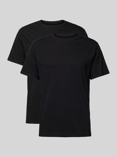 Produktfoto, T-Shirt mit Rundhalsausschnitt im 2er-Pack von Götzburg Wäsche, schwarze Herren T-Shirts aus reiner Baumwolle, Regular-Fit