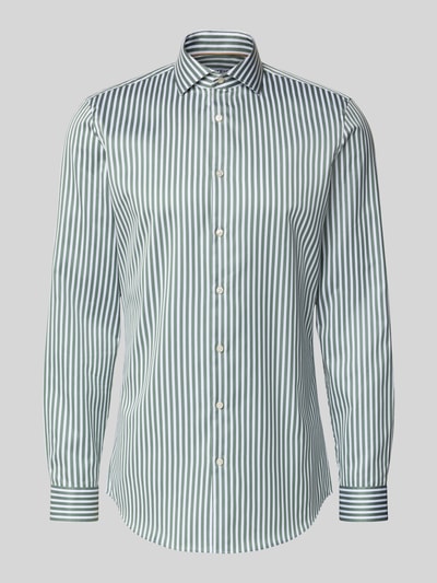 Jake*s Slim Fit Businesshemd mit Haifischkragen und extra langem Arm Dunkelgruen 2