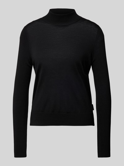 HUGO Gebreide pullover van scheerwol met labeldetail, model 'Sedennian' Zwart - 2