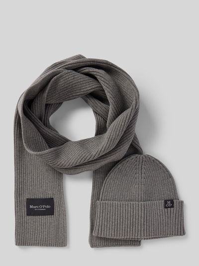 Marc O'Polo Mütze und Schal im Set aus reiner Baumwolle Mittelgrau Melange 1