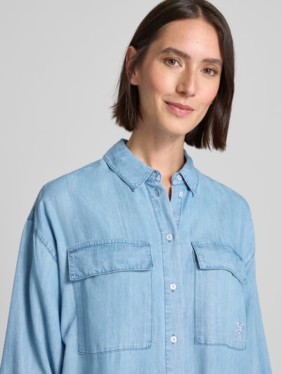 Smith and Soul Bluzka jeansowa o kroju relaxed fit z frędzlami Jeansowy niebieski 3