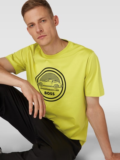 BOSS T-shirt met labeldetail, model 'Tiburt' Lichtgroen - 3