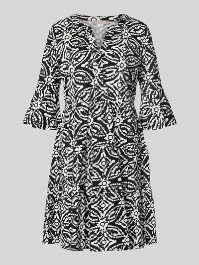 Produktfoto, Minikleid mit Tunika-Ausschnitt von Christian Berg Woman Selection, schwarz-weiß gemustert, reine Baumwolle, taillierte Passform