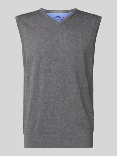 Fynch-Hatton Pullunder mit Logo-Detail Modell 'Slipover Superfine' Mittelgrau 2