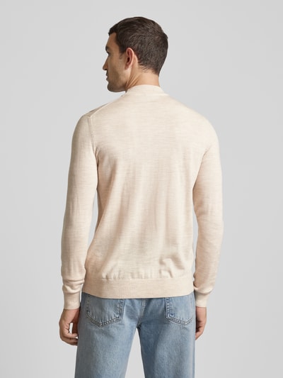 JOOP! Collection Gebreide pullover van scheerwol met opstaande kraag, model 'Davide' Beige - 5