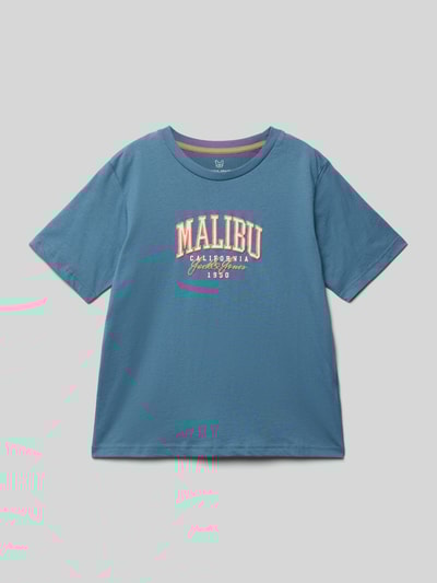Jack & Jones T-Shirt mit Label-Print Modell 'DETROIT' Rauchblau 1