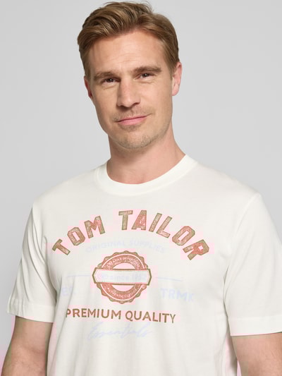 Tom Tailor Regular Fit T-Shirt aus reiner Baumwolle Offwhite 3