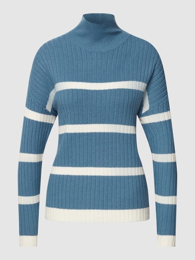 Montego Strickpullover mit Streifenmuster Metallic Tuerkis Melange 2