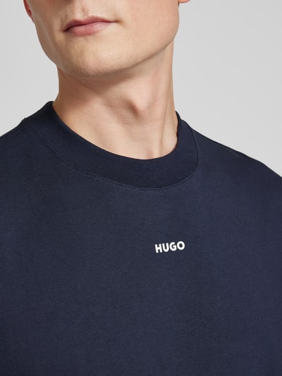 HUGO T-Shirt mit Label-Print Modell 'Dapolino' Marine 3