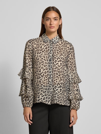 Christian Berg Woman Bluzka o kroju regular fit z mieszanki wiskozy z falbanami Piaskowy 4