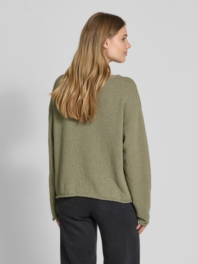 Jake*s Casual Sweter z dzianiny o kroju oversized z prążkowanym dekoltem w łódkę Limonkowy 5