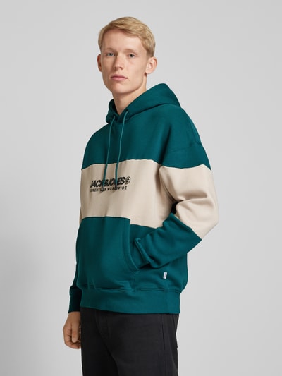 Jack & Jones Hoodie mit Label-Print Modell 'LEGACY' Petrol 4