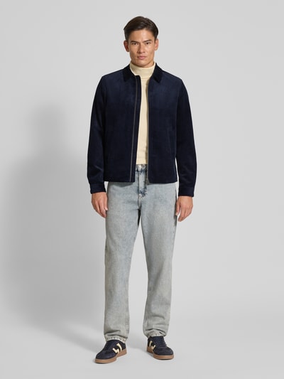 Les Deux Regular fit overhemdjack van corduroy en tweewegsritssluiting Marineblauw - 1