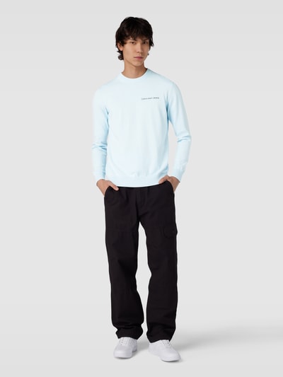 Calvin Klein Jeans Gebreide pullover met labelprint, model 'INSTITUTIONAL ESSENTIALS' Lichtblauw - 1