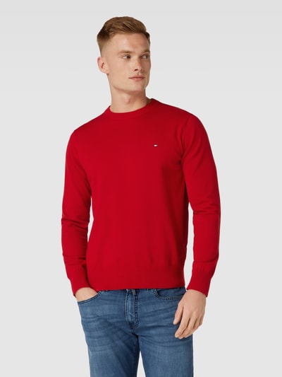 Tommy Hilfiger Strickpullover mit Label-Stitching Rot 4