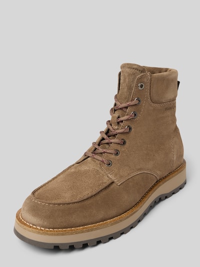 Marc O'Polo Schnürstiefel aus echtem Veloursleder Taupe 1