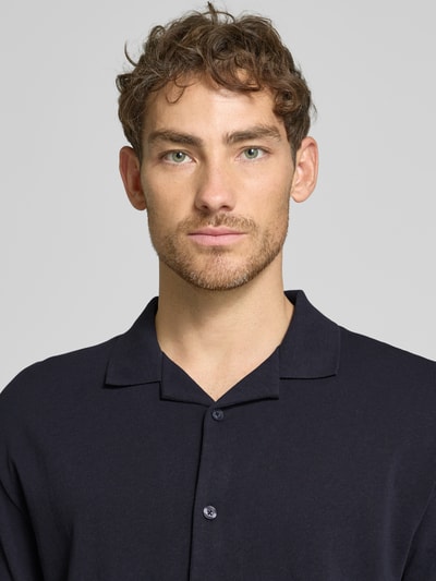 Marc O'Polo Regular Fit Poloshirt aus Baumwoll-Leinen-Mix Marine 3