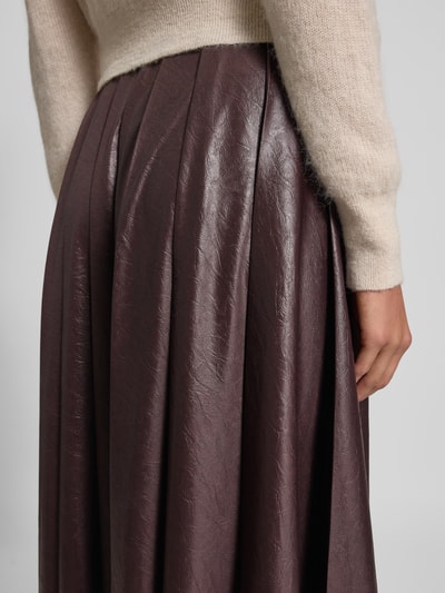 Marc Cain Midirok in leerlook met ritssluiting Bordeaux - 3