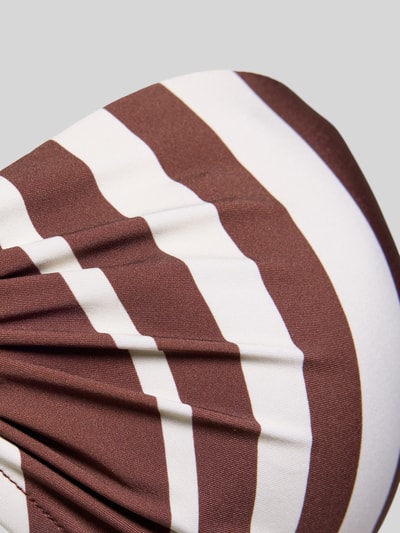 Produktfoto, Bikini-Oberteil mit Zierelement Modell 'COASTLINE' von Seafolly in Braun-Weiß mit Streifenmuster, leicht glänzende Textur, Material-Mix mit Stretch-Anteil