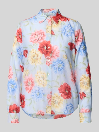 Produktfoto, Bluse mit Seide-Anteil und Hemdblusenkragen von Gant im floralen Muster, Baumwoll-Mix, pastellige Farben, glatte Struktur