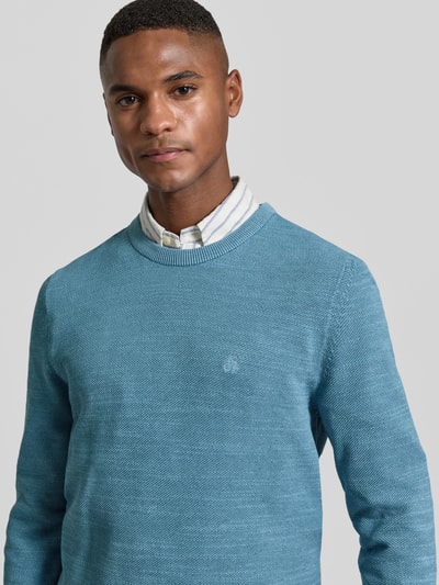 Marc O'Polo Regular fit gebreide pullover van zuiver katoen Aquablauw gemêleerd - 3