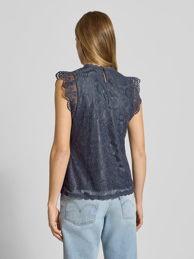 PIECES Shaped fit blousetop met kant model 'OLLINE' Donkerblauw - 5
