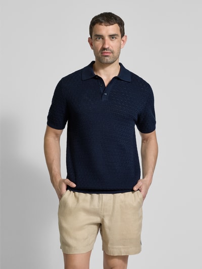 MCNEAL Regular fit poloshirt met structuurmotief Donkerblauw - 4
