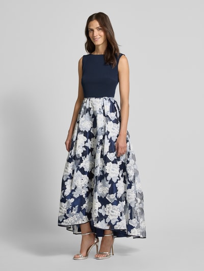 Christian Berg Cocktail Abendkleid mit Rundhalsausschnitt und rückseitigem Reißverschluss Marine Melange 1