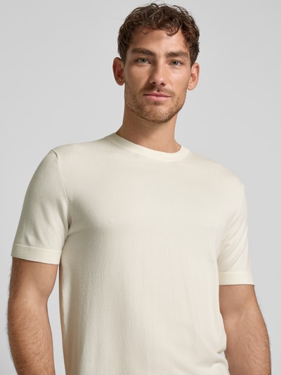 Lindbergh T-shirt o kroju relaxed fit z okrągłym dekoltem Złamany biały 3