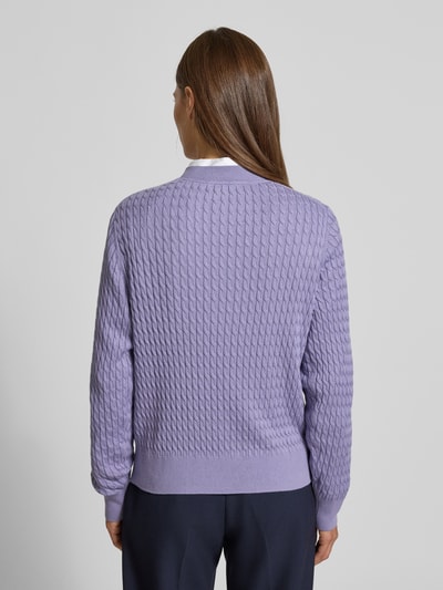 Tommy Hilfiger Regular fit pullover met kabelpatroon Lavendel - 5