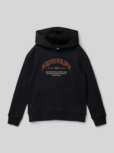 Jack & Jones Hoodie met labelprint, model 'FREDERIKSBERG' Zwart - 1