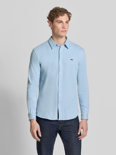 Lacoste Slim Fit Freizeithemd aus reiner Baumwolle Hellblau 4