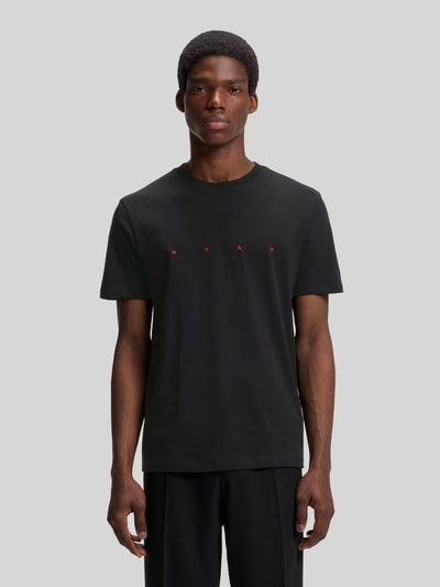 HUGO męski t-shirt o kroju regular fit z czystej bawełny Czarny 4