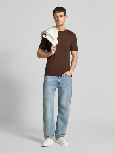 Scotch & Soda Regular Fit T-Shirt mit Label-Stitching Dunkelbraun 1