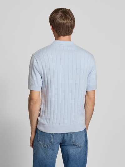 REVIEW Slim Fit Poloshirt mit Label-Stitching Eisblau 5