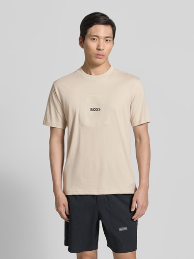 BOSS Green Regular Fit T-Shirt mit Logo Print Beige 4