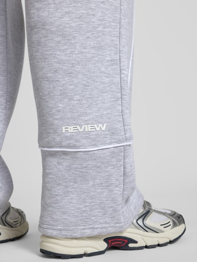 REVIEW Straight leg sweatpants met elastische band Lichtgrijs gemêleerd - 3