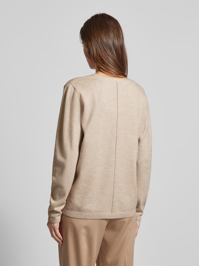 FREE/QUENT Gebreide pullover met V-hals, model 'Claura' Taupe gemêleerd - 5