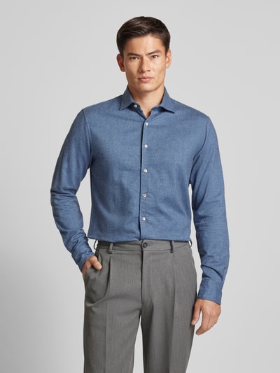 Stenstroms Slim Fit Business-Hemd mit Haifischkragen Blau Melange 4