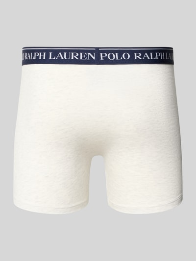 Produktfoto, Trunks aus Baumwoll-Mix im 3er-Pack von Polo Ralph Lauren Underwear, weiß, sichtbares Logo am elastischen Bund, neutrale Oberfläche.