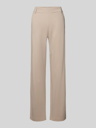 Produktfoto, beige Straight Fit Hose aus Viskose-Mix Modell 'POPTRASH' von Only, unifarben, elastischer Bund, Sweat-Textur