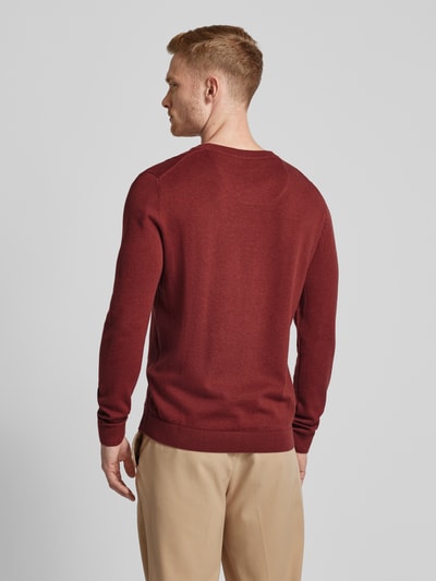 Tom Tailor Strickpullover mit Label-Stitching Modell 'BASIC' Bordeaux 5