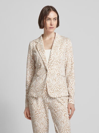 ICHI Blazer met all-over print, model 'Kate Print' Beige - 4