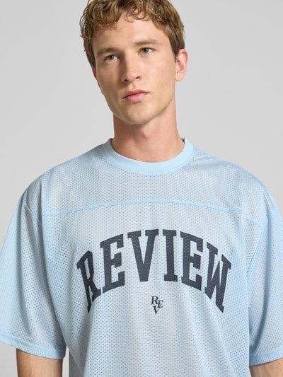 REVIEW T-Shirt aus Mesh mit Logo-Print Hellblau 3