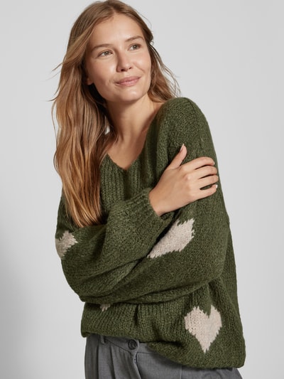 ZABAIONE Strickpullover mit Rundhalsausschnitt Khaki 3