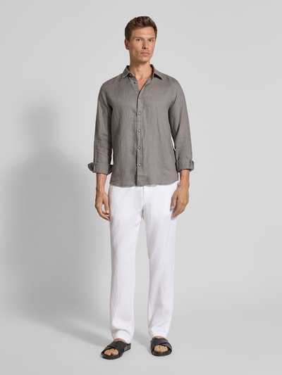 s.Oliver RED LABEL Regular Fit Leinenhemd mit Sportmanschetten Mittelgrau 1