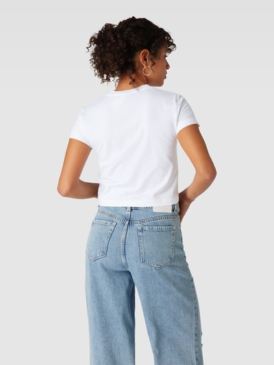 Calvin Klein Jeans Cropped T-Shirt mit Label-Print Modell 'MONOLOGO BABY TEE' Weiss 5